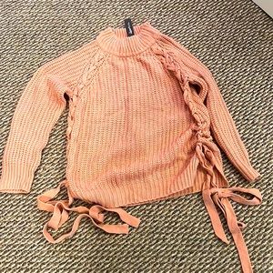 NWT Sweet Rain salmon color sweater with ties on the side